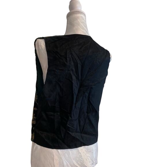 Vintage Velvet Vest Womens Sz Medium Green Gold Embroidered Victorian Romantic - Picture 15 of 16